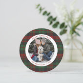 Rood en Groen Plaid Single Foto Kerst Kaart (Staand voorkant)