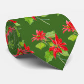 Rood en Groen Poinsettia Kerstpatroon Stropdas (Opgerold)