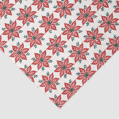 Rood en groen Poinsettia Patroon Kerstmis Tissuepapier (Detail)