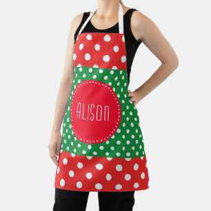 Rood en Groen Polka Dot Kerstmis Schort