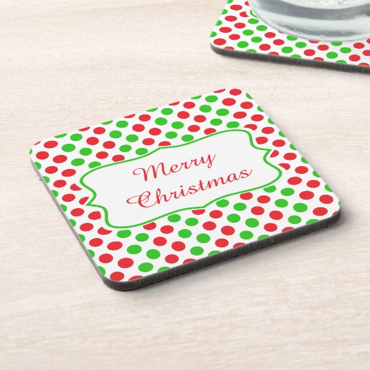 Rood en Groen Polka Dot Pattern Kerstmis Drankjes Onderzetter (Linkerzijde)