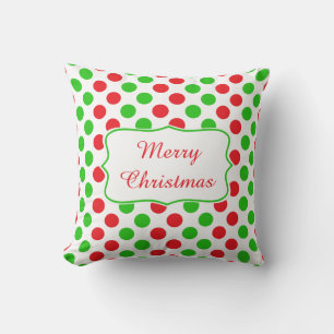 Rood en Groen Polka Dot Pattern Kerstmis Kussen