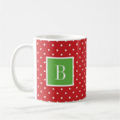 Rood en Groen Polka Dots Monogram Koffiemok (Links)