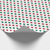 Rood en Groen Polka Gestippelde Witte Kerstmis Cadeaupapier (Hoek)