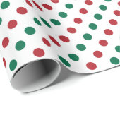 Rood en Groen Polka Gestippelde Witte Kerstmis Cadeaupapier (Rol Hoek)