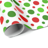 Rood en groen polka stipt kerstpapier. cadeaupapier (Rol Hoek)