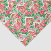 Rood en Groen Preppy Kerstmis Gingerbread Huizen Tissuepapier (Detail)