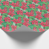Rood en Groen Preppy Kerstmis Poinsettias Cadeaupapier (Hoek)