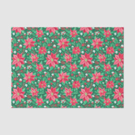 Rood en Groen Preppy Kerstmis Poinsettias Tissuepapier