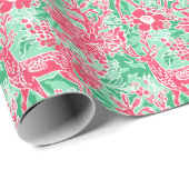 Rood en Groen Preppy Kerstmis Rendier Cadeaupapier (Rol Hoek)