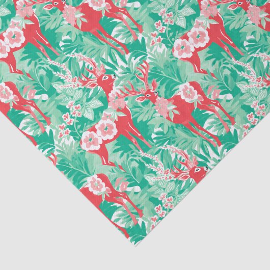 Rood en Groen Preppy Kerstmis Rendier Tissuepapier (Detail)