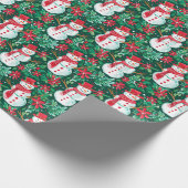 Rood en Groen Preppy Kerstmis Sneeuwman Cadeaupapier (Hoek)