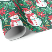 Rood en Groen Preppy Kerstmis Sneeuwman Cadeaupapier (Rol Hoek)