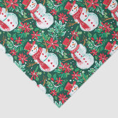 Rood en Groen Preppy Kerstmis Sneeuwmannen Tissuepapier (Detail)
