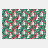 Rood en Groen Preppy Kerstversiering & Sneeuwmanne Inpakpapier Vel (Voorkant 3)