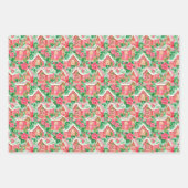 Rood en Groen Preppy Kerstversiering & Sneeuwmanne Inpakpapier Vel (Voorkant 2)