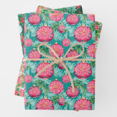 Rood en Groen Preppy Kerstversiering & Sneeuwmanne Inpakpapier Vel (In situ)