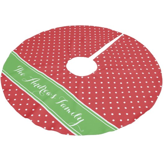 Rood en Groen Preppy Stippen Monogram Kerstboom Rok (Gekanteld)