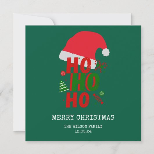 Rood en Groen Prettig Kerstfeest Kaart (Voorkant)