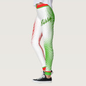 Rood en groen puntpatroon op wit met Jouw naam Leggings (Links)