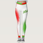 Rood en groen puntpatroon op wit met Jouw naam Leggings (Voorkant)