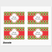 Rood en groen Quatrefoil Pattern Kerstmis Rechthoekige Sticker (Vel)