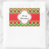 Rood en groen Quatrefoil Pattern Kerstmis Rechthoekige Sticker (Tas)