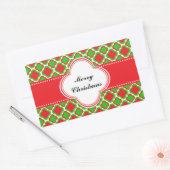 Rood en groen Quatrefoil Pattern Kerstmis Rechthoekige Sticker (Envelop)