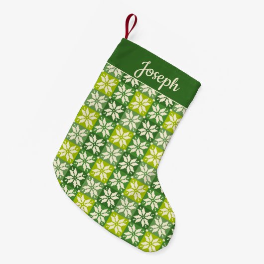 Rood en Groen Quilted Star Kleine Kerstsok (Voorkant (Hangend))