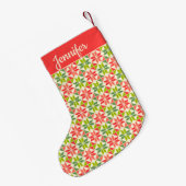 Rood en Groen Quilted Star Kleine Kerstsok (Achterkant (Hangend))