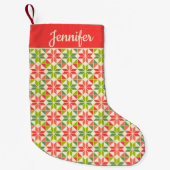 Rood en Groen Quilted Star Kleine Kerstsok (Voorkant)