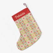 Rood en Groen Quilted Star Kleine Kerstsok (Achterkant (Hangend))