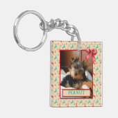 Rood en groen rendier - kind of huisdier foto sleutelhanger (Voorkant Links)