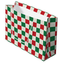 Rood en groen retro vakantie ruitpatroon groot cadeauzakje