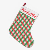 Rood en groen rooster grote kerstsok (Voorkant (Hangend))