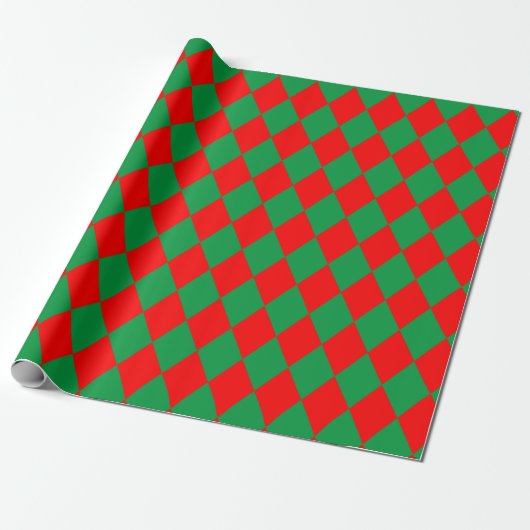 Rood en groen ruitenharlequin met kerstmis cadeaupapier (Uitgerold)