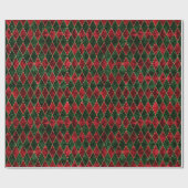 Rood en Groen Ruitenkerstvlinder Cadeaupapier (Vlak)