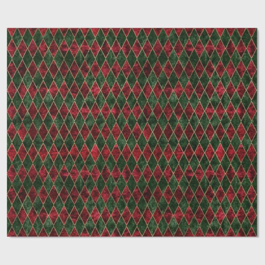  Rood en Groen Ruitenkerstvlinder Cadeaupapier (Vlak)
