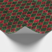  Rood en Groen Ruitenkerstvlinder Cadeaupapier (Hoek)