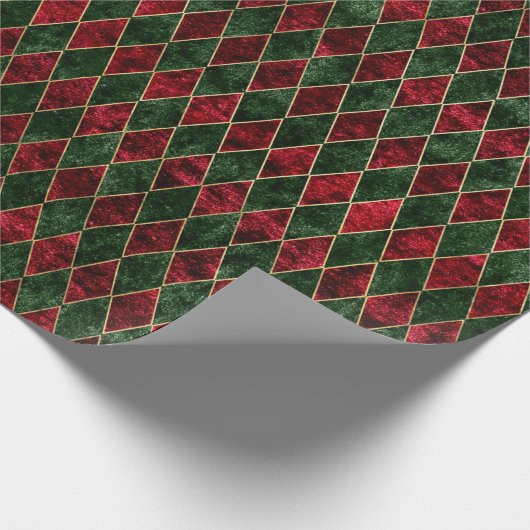  Rood en Groen Ruitenkerstvlinder Cadeaupapier (Hoek)