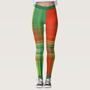 Rood en groen ruitjespatroon leggings