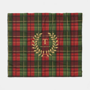 Rood en groen ruitpatroon met op maat gemaakte mon fleece deken