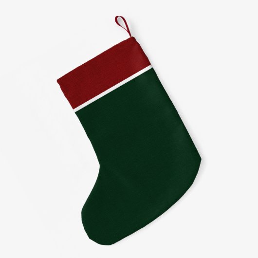 Rood en groen Rustic Holiday Monogram Kleine Kerstsok (Achterkant (Hangend))