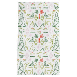 Rood en Groen Scandinavische Patroon Gift Bag Klein Cadeauzakje