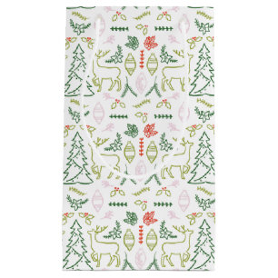 Rood en Groen Scandinavische Patroon Gift Bag Klein Cadeauzakje