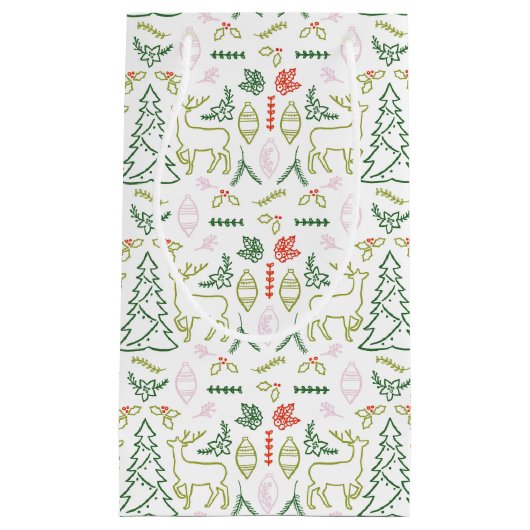 Rood en Groen Scandinavische Patroon Gift Bag Klein Cadeauzakje (Voorkant)