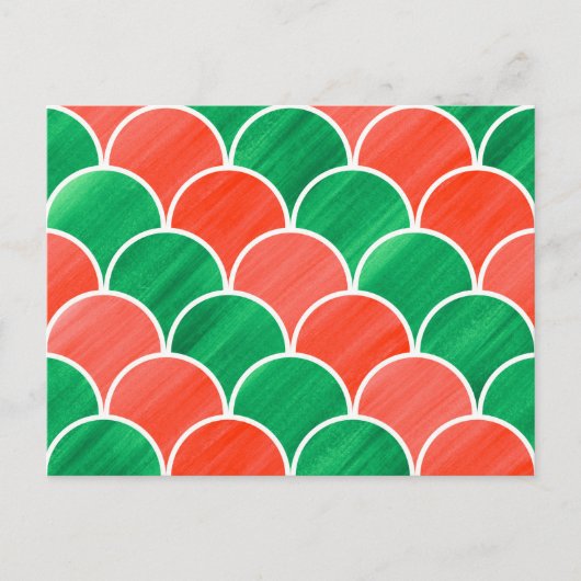 Rood en Groen Schaal Patroon Kerst Briefkaart (Voorkant)