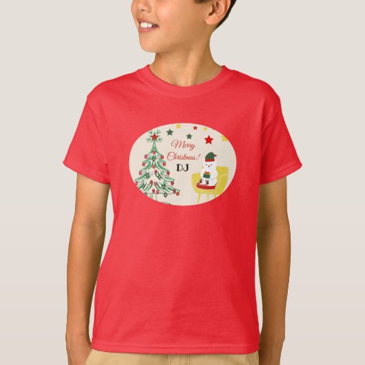 Rood en Groen Schattige Star Tree Vrolijk Kerst Ki T-shirt (Voorkant)