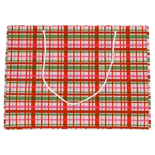 Rood en groen Schotse kersttartan Groot Cadeauzakje (Voorkant)