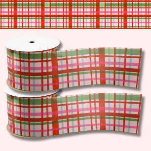 Rood en groen Schotse kersttartan Satijnen Lint
